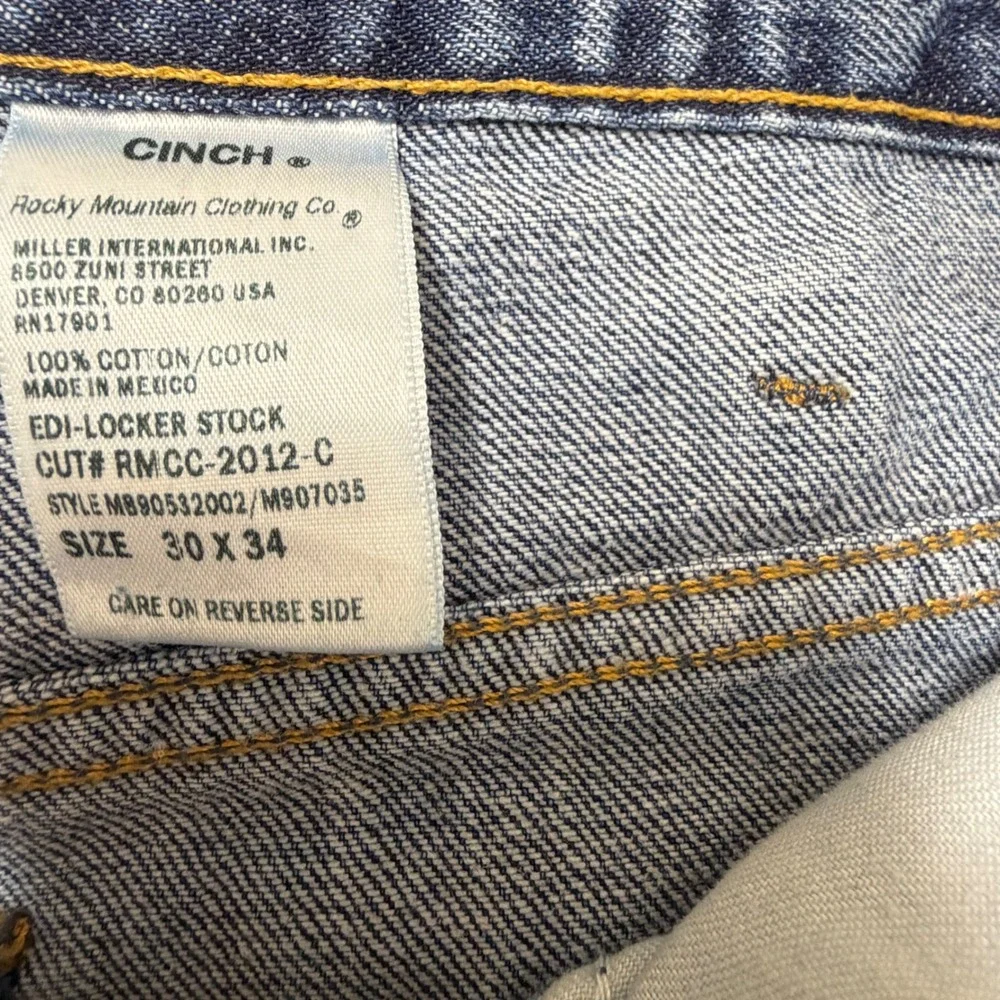Cinch Mens Bronze Label Straight Denim Jeans 28x34 Blue Western Cowboy Rugged